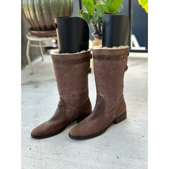 Bottes Cuir Marron MATISSE Taille 9 - Genou Mi-haut, Talon Bloc, Occasion En Bon état
